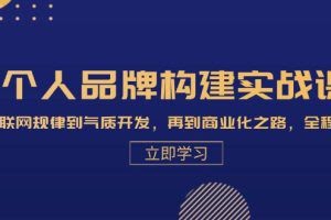 （13059期）个人品牌构建实战课：从互联网规律到气质开发，再到商业化之路，全程解析