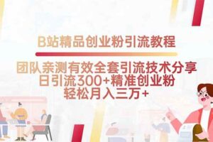 （15696期）B站精品创业粉引流教程，团队亲测有效全套引流技术分享，日引流300+精…
