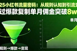 （16257期）2025小红书流量密码：从规则认知到引流变现，通过爆款复制单月佣金突破8w+