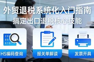 （17601期）外贸退税系统化入门指南：HS编码查询+报关单解读+发票开具，一套课程搞定出口退税核心技能