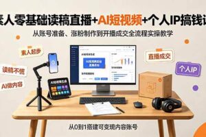 （19232期）素人零基础读稿直播+AI短视频+个人IP搞钱课，从账号准备、涨粉制作到开播成交全流程实操教学