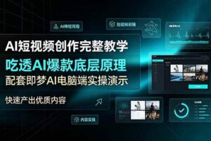 （19196期）AI短视频创作完整教学，吃透AI爆款底层原理，配套即梦AI电脑端实操演示，快速产出优质内容