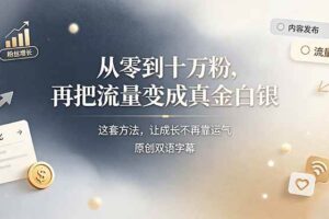 （19198期）从零到十万粉，再把流量变成真金白银——这套方法，让成长不再靠运气【原创双语字幕】
