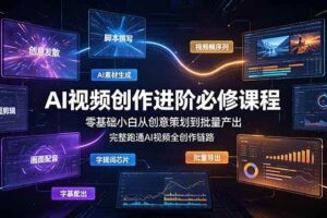 （19159期）AI视频创作进阶必修课程：零基础小白从创意策划到批量产出，完整跑通AI视频全创作链路