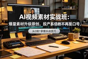 （19085期）AI视频素材实战班：爆量素材升级原创，投产翻倍不再是口号，0-1系统教学实战落地