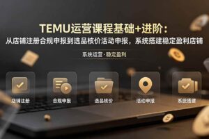 （19081期）TEMU运营课程（基础+进阶）：从店铺注册合规申报到选品核价活动申报，系统搭建稳定盈利店铺