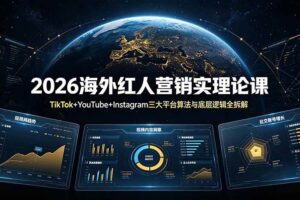 （19126期）2026海外红人营销实理论课：TikTok+YouTube+Instagram三大平台算法与底层逻辑全拆解