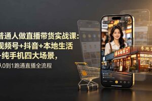 （19111期）普通人做直播带货实战课：视频号+抖音+本地生活+纯手机四大场景，从0到1跑通直播全流程