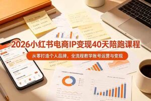 （19103期）2026小红书电商IP变现40天陪跑课程-11期，从零打造个人品牌，全流程教学账号运营与变现