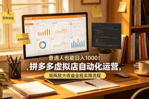 （19022期）普通人也能日入 1000！拼多多虚拟店自动化运营，矩阵放大收益全程实操流程