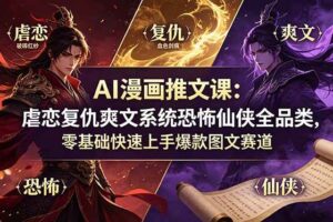 （19060期）AI漫画推文课：虐恋复仇爽文系统恐怖仙侠全品类，零基础快速上手爆款图文赛道