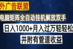 （18989期）海外广告联盟每天几分钟日入1000+无脑操作，可矩阵并附有管道收益