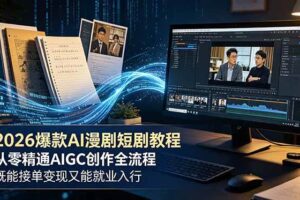 （18980期）2026 爆款 AI 漫剧短剧教程 从零精通 AIGC 创作全流程 既能接单变现又能就业入行