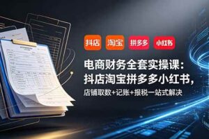 （19001期）电商财务全套实操课：抖店淘宝拼多多小红书，店铺取数+记账+报税一站式解决