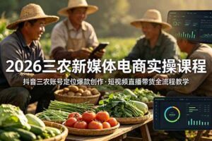 （18991期）2026三农新媒体电商实操课程：抖音三农账号定位爆款创作，短视频直播带货全流程教学