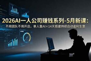 （18990期）2026AI一人公司（OPC）赚钱系列-5月新课：不用团队不用开店，单人靠AI×14天搭建持续自动盈利生意
