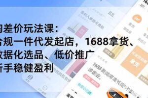 （18948期）淘差价玩法课：合规一件代发起店，1688拿货、数据化选品、低价推广，新手稳健盈利(更新6月)