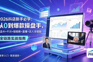 （18944期） 2026抖店新手必学：从0到爆款操盘手，商品卡+千川+短视频+直播+达人全链路