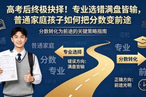 （18931期）付费文章：高考后终极抉择！专业选错满盘皆输，普通家庭孩子如何把分数变前途