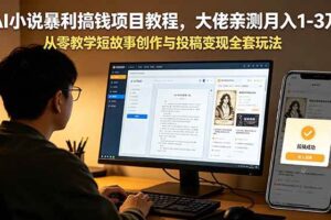 （18913期）AI小说暴利搞钱项目教程-更新，大佬亲测月入1-3万，从零教学短故事创作与投稿变现全套玩法