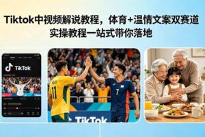 （18910期）Tiktok中视频解说教程，体育+温情文案双赛道实操教程一站式带你落地