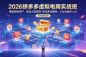（18879期）2026拼多多虚拟电商实战班：零囤货轻资产，自动上架发货+多品多店矩阵，小白也能月入过万