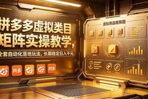 （18847期）拼多多虚拟类目矩阵实操教学，全套自动化落地玩法，长期稳定日入千元