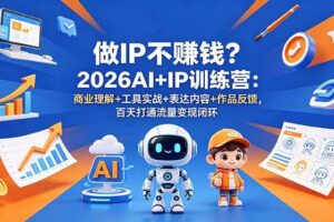 （18839期）做IP不赚钱？2026AI+IP训练营：商业理解+工具实战+表达内容+作品反馈，百天打通流量变现闭环