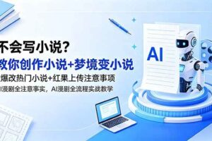 （18801期）不会写小说？教你创作小说+梦境变小说+爆改热门小说+红果上传注意事项，AI漫剧全流程实战教学