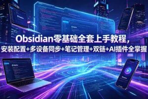 （18797期）Obsidian零基础全套上手教程，安装配置+多设备同步+笔记管理+双链+AI插件全掌握