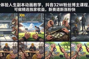 （18826期）体验人生副本动画教学， 抖音32W粉丝博主课程，可做精选独家收益，新赛道新涨粉快