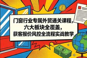 （18777期）门窗行业专属外贸通关课程，六大板块全覆盖，获客报价风控全流程实战教学