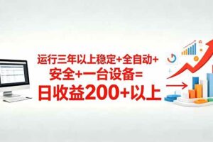（18773期）三年以上稳定+全自动+安全+一台设备=日收益200+