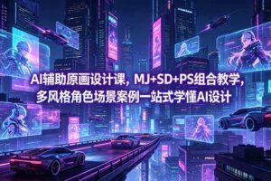 （18731期）AI辅助原画设计课，MJ+SD+PS组合教学，多风格角色场景案例一站式学懂AI设计
