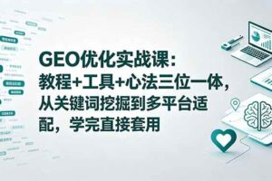 （18717期）GEO优化实战课：教程+工具+心法三位一体，从关键词挖掘到多平台适配，学完直接套用