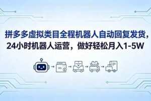 （18715期）拼多多虚拟类目全程机器人自动回复发货，24 小时机器人运营，做好轻松月入 1-5W