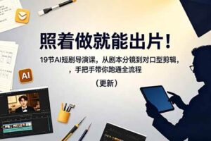 （18694期）照着做就能出片！19节AI短剧导演课，从剧本分镜到对口型剪辑，手把手带你跑通全流程（更新）
