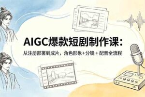 （18676期）AIGC爆款短剧制作课：从注册部署到成片，角色形象+分镜+配音全流程