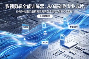 （18664期）2026影视剪辑全能实战课｜0基础到专业成片，全流程教学，高清带300G素材