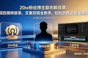 （18648期）20w粉丝博主励志解说课：深挖榜样故事，文案剪辑全教学，轻松创作正能量爆款