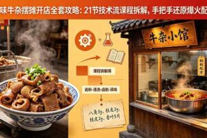 （18601期）原味牛杂摆摊开店全套攻略：21节技术流课程拆解，手把手还原爆火配方