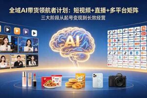（18593期）全域AI带货领航者计划：短视频+直播+多平台矩阵，三大阶段从起号变现到长效经营