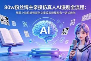 （18581期）80w粉丝博主亲授仿真人AI漫剧全流程：爆款小说挖掘到原创文案改写建模配音一站式教学