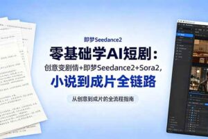 （18537期）零基础学AI短剧：创意变剧情+即梦Seedance2+Sora2，小说到成片全链路
