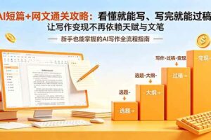 （18486期）AI短篇+网文通关攻略-更新4月：看懂就能写、写完就能过稿，让写作变现不再依赖天赋与文笔