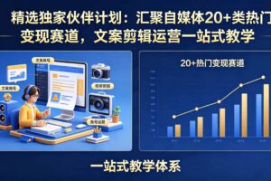 （18478期）精选独家伙伴计划：汇聚自媒体20+类热门变现赛道，文案剪辑运营一站式教学