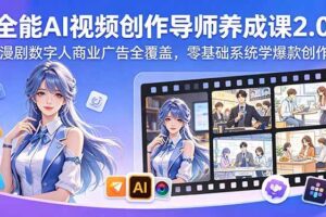 （18505期）全能AI视频创作导师养成课2.0，漫剧数字人商业广告全覆盖，零基础系统学爆款创作