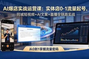 （18451期）AI爆店实战运营课：实体店0-1流量起号，同城短视频+AI文案+直播全链路实战