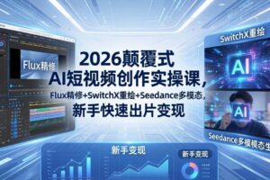 （18449期）2026颠覆式 AI短视频创作课-5月更新，Flux精修+SwitchX重绘+Seedance多模态，新手快速出片变现