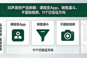（18447期）付费文章：闷声发财产品拆解：课程变App、销售漏斗、不露脸视频，11个已验证方向